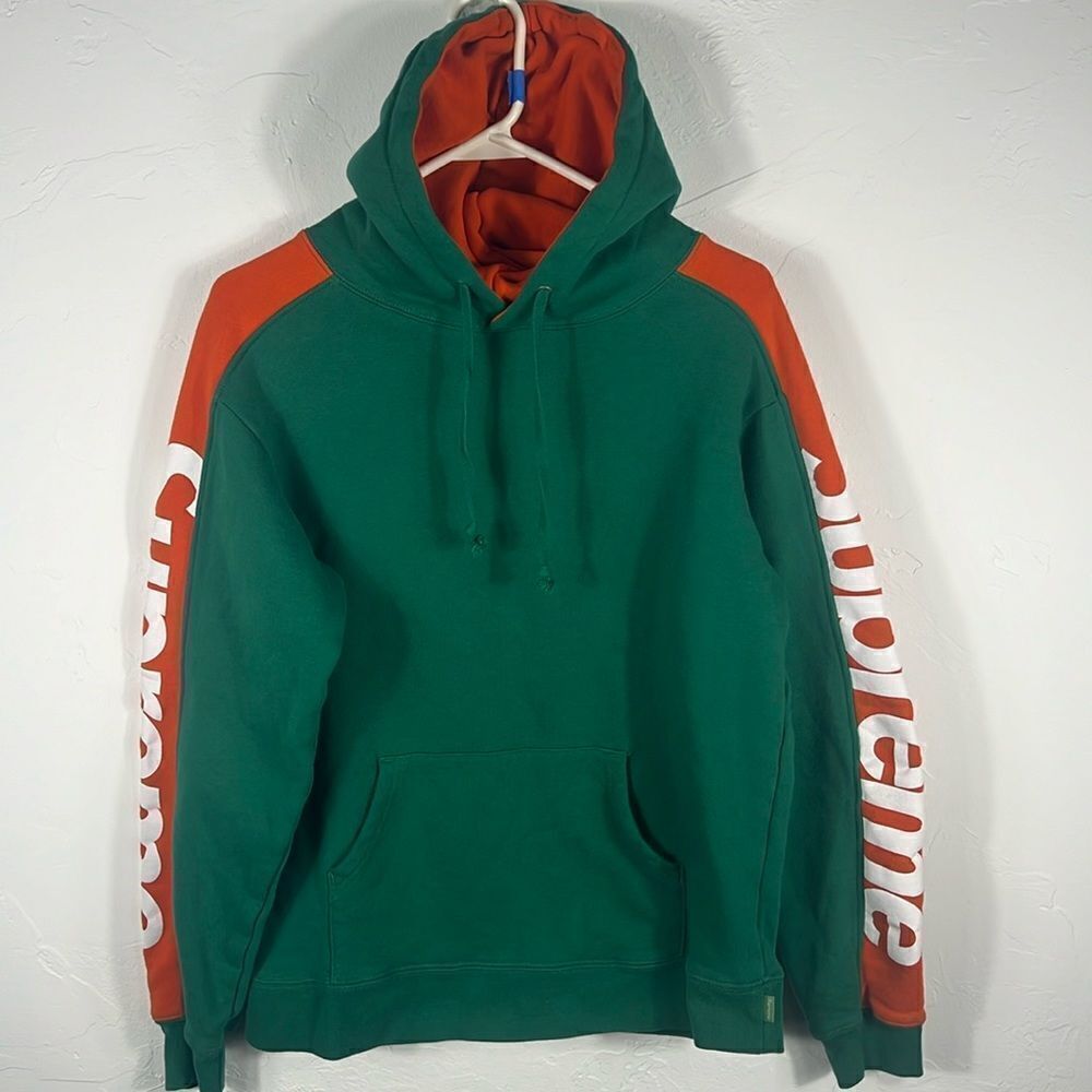🔥🔥 SUPREME SIDELINE HOODIE Sweatshirt - Green / Orange -‎ Sz SMALL 🔥🔥